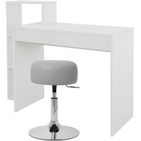 Schreibtisch Weiß mit Sitzhocker Bürotisch Computertisch PC Tisch Tischplatte