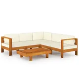 vidaXL 6-tlg. Garten-Lounge-Set mit Creme Auflagen Massivholz Akazie