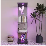 Furnishings Home Glasvitrine Vitrine Doppeltür Hoch Eckvitrine, Mit Sicherheitsschloss (Größe:42 x 36 x 164 cm, 1 tlg) Standvitrine, Mit LED-Beleuchtung, perfekt für Sammler, vielseitig schwarz