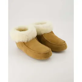 Fellhof Hüttenpatschen mit Ledersohle hellbraun 36 - beige;braun