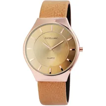 Excellanc Damen Kunstlederions Armbanduhr – Rosa/Hellbraun