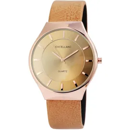 Excellanc Damen Kunstlederions Armbanduhr – Rosa/Hellbraun