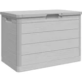 vidaXL Outdoor Kissenbox, Gartenbox mit Stauraum, Auflagenbox Design in Holz-Optik, Gartentruhe Kissentruhe Aufbewahrungsbox, Grau Polypropylen