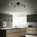 Trango 5-flg. 1010-55SD Deckenleuchte Schwarz-Optik schwenkbar *WOW* inkl. 5x 3-Stufen dimmbar LED-Leuchtmittel 3000K warmweiß Deckenlampe mit Design rauchigen Glasschirmen Wohnzimmer Deckenstrahler