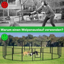 Yaheetech Welpenauslauf 12-teilig Schwarz 80 cm