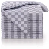 Blumtal Geschirrtücher Baumwolle 50x70 cm im 10er Set - Oeko-TEX zertifizierte Küchentücher - extrem saugstarke Geschirrhandtücher - Kitchen Towels waschbar bis 95 °C - Geschirrtücher Grau-Weiß Karo