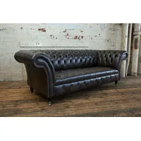 JVmoebel Chesterfield-Sofa klassische Chesterfield Sofa 3 Sitzer Design Polster Couchen Leder, Made in Europa braun