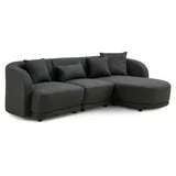 Livora Ecksofa Polyester 2-Sitzer Dunkelgrau