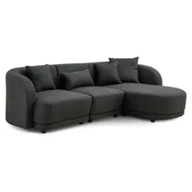 Livora Ecksofa Polyester 2-Sitzer Dunkelgrau