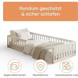 Kids Collective Jugendbett Bodenbett 90 x 200 cm Kiefer massiv weiß