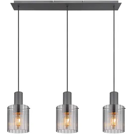 GLOBO Pendellampe 3-flg. 98 cm Rauchglas/Metall grau
