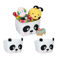 3 x Aufbewahrungskorb Filz Spielzeugkorb Filzkorb Panda-Motiv Kinderzimmerkorb