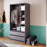 Vicco Kleiderschrank Elmo, Anthrazit 100 x 200 cm mit 2 Schubladen