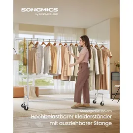 Songmics Kleiderständer auf Rollen 200 x 48 x 162,9 silber