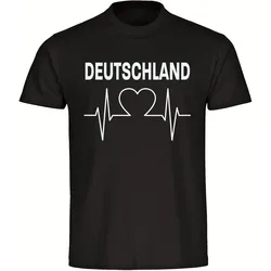multifanshop Herren T-Shirt - Deutschland - Herzschlag - Druck weiß - Männer