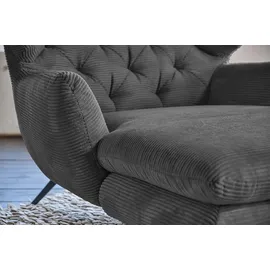 KAWOLA Relaxsessel CHARME Cord 80 x 70 x 200 cm Grau mit Kissen