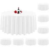 8er-Pack runde Tischdecken, 229 cm, weiße runde Tischdecke, knitterfrei, waschbar, weiße Tischdecken, Polyester-Gewebe-Tischdecke für Hochzeit, Party, Restaurant, Buffettisch