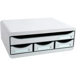 Exacompta 319740D 1x Toolbox mit 4 Schubladen, Serie Office, 270x355x135 mm, Lichtgrau
