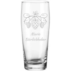 Gravur Willi Becher Bierglas Helles-Glas 0,5 l mit Eichung - Hopfenkranz