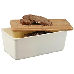 HI 2 in 1 Brot Kasten & Bambus Holz Brett Rechteckig Box Dose Behälter 34x13,5cm