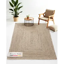 carpetfine Juteteppich Nele Taupe handgewebt aus Jute Rechteckig 40x60 cm | Moderner Naturteppich Uni im Boho - Style Flachgewebe Teppich für Wohnzimmer und Schlafzimmer