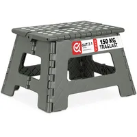 Relaxdays Klapphocker faltbar, Camping Hocker, Kinder Badhocker, bis 150 kg, Kunststoff, Hbt: 22 x 35 x 28 cm, Hellgrau - Relaxdays