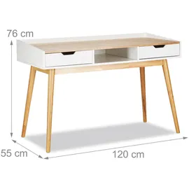 Relaxdays Schreibtisch Kiefer weiß-braun