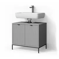 Livinity® Waschtischunterschrank, Grau, Grau, 2 Fächer, 70x63x45.1 cm, Badezimmer,