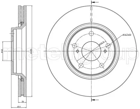 METELLI Bremsscheibe 230978c belüftet 295mm 26mm für TOYOTA