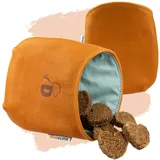 Pantolinos DOGOLINO® Leckerli-Beutel für Hunde aus Leder - Leckerlitasche - Futterbeutel für Hundetraining - Kleiderschutztasche - Snackbeutel zum Gassi gehen (Orangebraun, Basic)