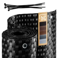 Kadax Balkonverkleidung 90 x 700 cm Schwarz Rattan