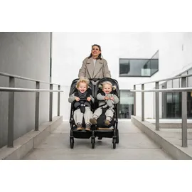 BabyGO Zwillingsbuggy "Zwillingskinderwagen GOTwice", Kinder, grün (grün melange), Kinderwagen, mit drei schwenkbaren Vorderrädern