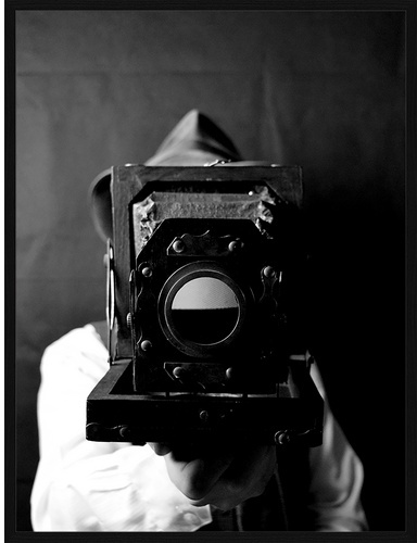 ANY IMAGE Digitaldruck »Vintage Fotograf«, Rahmen: Buchenholz, Schwarz