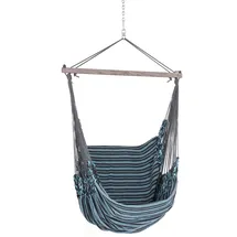 Chico Hängesessel 190 x 95 cm Baumwollgewebe grau-türkis (inkl. Drehwirbel, Karabiner und Kette)