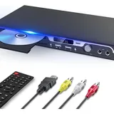 Maite 1080P HD DVD Player für TV, HDMI DVD Player mit doppelten Mikrofoneingängen, Region Free DVD Player Support USB Input HDMI/AV Output, Metal Button und Dolby Sound