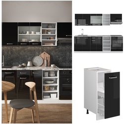 Vicco Küchenzeile R-Line Solid Weiß Schwarz 240 cm Arbeitsplatte modern Küchenschränke Küchenmöbel