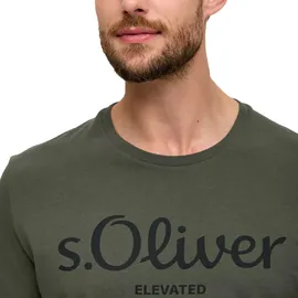 S.Oliver T-Shirt - Basic, Logoprint, Rundhals, Baumwolle Dunkelgrün S