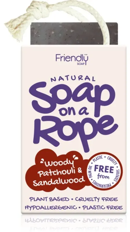 Friendly Soap Soap on a Rope Patchouli & Sandalwood Naturseife mit Band 95 g