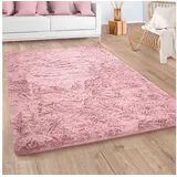 Paco Home Silky 591 Hochflorteppich 140 x 200 cm rosa