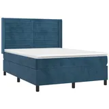 vidaXL Boxspringbett mit Matratze & LED Dunkelblau 140x190 cm Samt