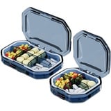 Koomuao Tablettenbox 2 Stück Reise Klein Pillendose 6 Fächer+ 4 Fächer Tragbare Tablettendose,Für Tabletten Weizen Stroh Container Für Medikamente (Blau)