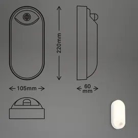 Briloner LED Wandlampe Aussen Kunststoff 22x10,5x6 cm inkl. Bewegungsmelder weiß