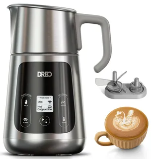 Dreo All-in-1 Milchaufschäumer, Automatischer Schaummacher für Latte Art-Niveau Mikrofoam und heiße/kalte Kaffees, 27oz/800ml Elektrischer Milchwärmer mit über 30 Getränken, Spülmaschinenfest.