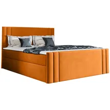 Mirjan24 Boxbett, Orange, Holz, H3, 140x200 cm, Schlafzimmer, Betten, Boxspringbetten