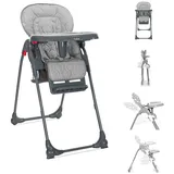 Lorelli Kombihochstuhl Kinderhochstuhl Dulce, Sitzhöhe verstellbar, faltbar, 5-Punkt-Gurt, Korb grau