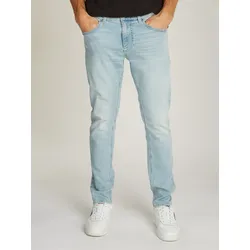 Slim-fit-Jeans TOMMY JEANS "AUSTIN SLIM TPRD", Herren, Gr. 36, Länge 34, blau (denim light), Denim/Jeans, Obermaterial: 99% Baumwolle, 1% Elasthan, casual, slim fit, Jeans, schmal zulaufendes Bein
