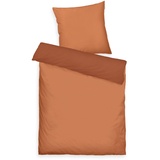 TOM TAILOR Satin-Bettwäsche, 80x80 cm + 155x220 cm 100% Baumwolle/Satin, mit Doppelnaht am Kissen, Wendemotiv und farbigem Markenreißverschluss, TWO-TONE SOLID COLORS Orange (Warm Coral)