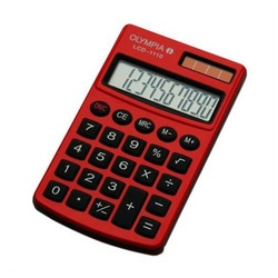 OLYMPIA OFFICE Taschenrechner LCD 1110, Metallgehäuse 10-stelliges Display Batterie und Solarbetrieb rot