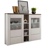 Home Affaire Highboard »Larona, zeitlose Hochkommode mit 2 Türen, Türkommode, Höhe 129,5 cm,«, Anrichte mit dekorative Rahmenoptik, Türen mit Glaseinsatz,