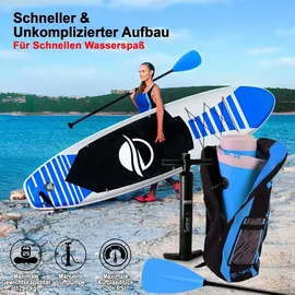 SereneLife Stand Up Paddling Board Set 320 x 80 x 15 cm blau